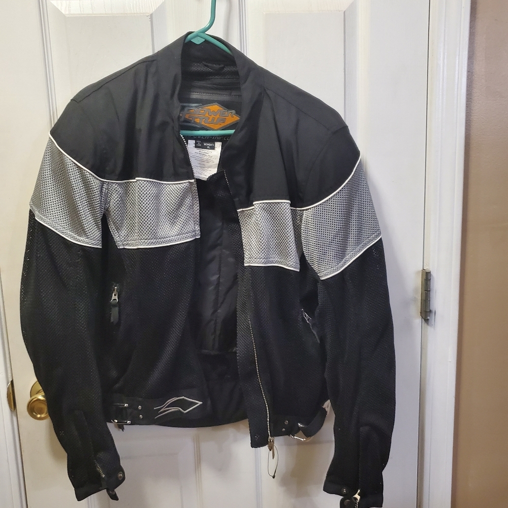 Black and Gray Mesh Motorcycle Jacket... Womans XL